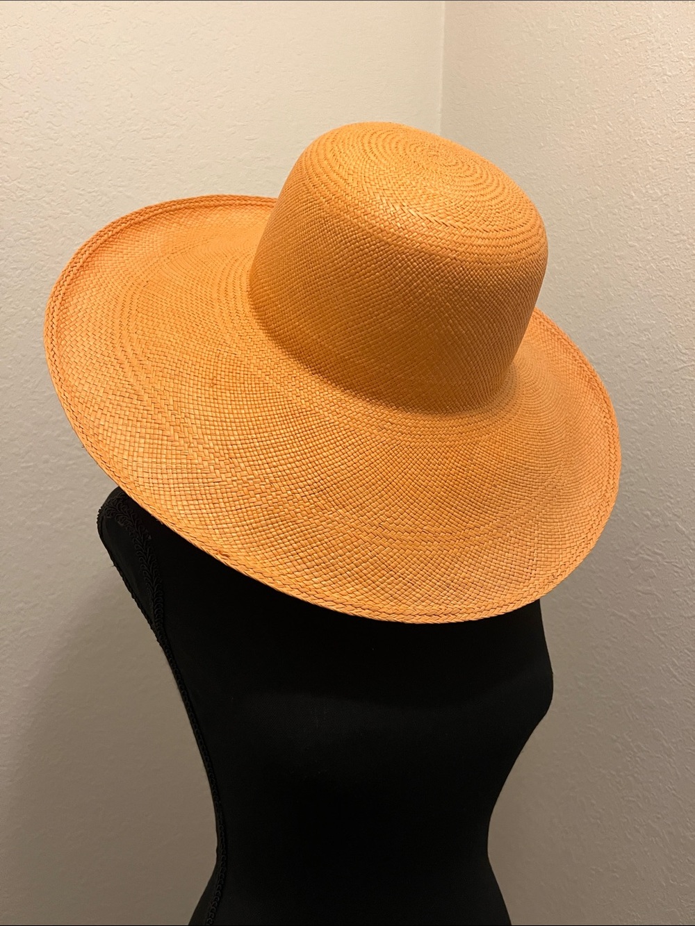 Wide-Brim Straw Sun Hat in Orange